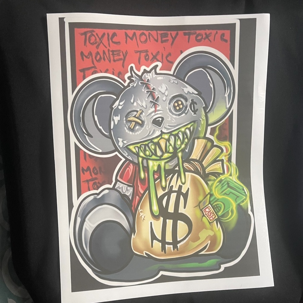 Black and White Large and XL Ts. Uni-Sex. I can make for you.